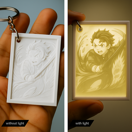 Water Blade Lithophane Keychain – White Shadow Glow